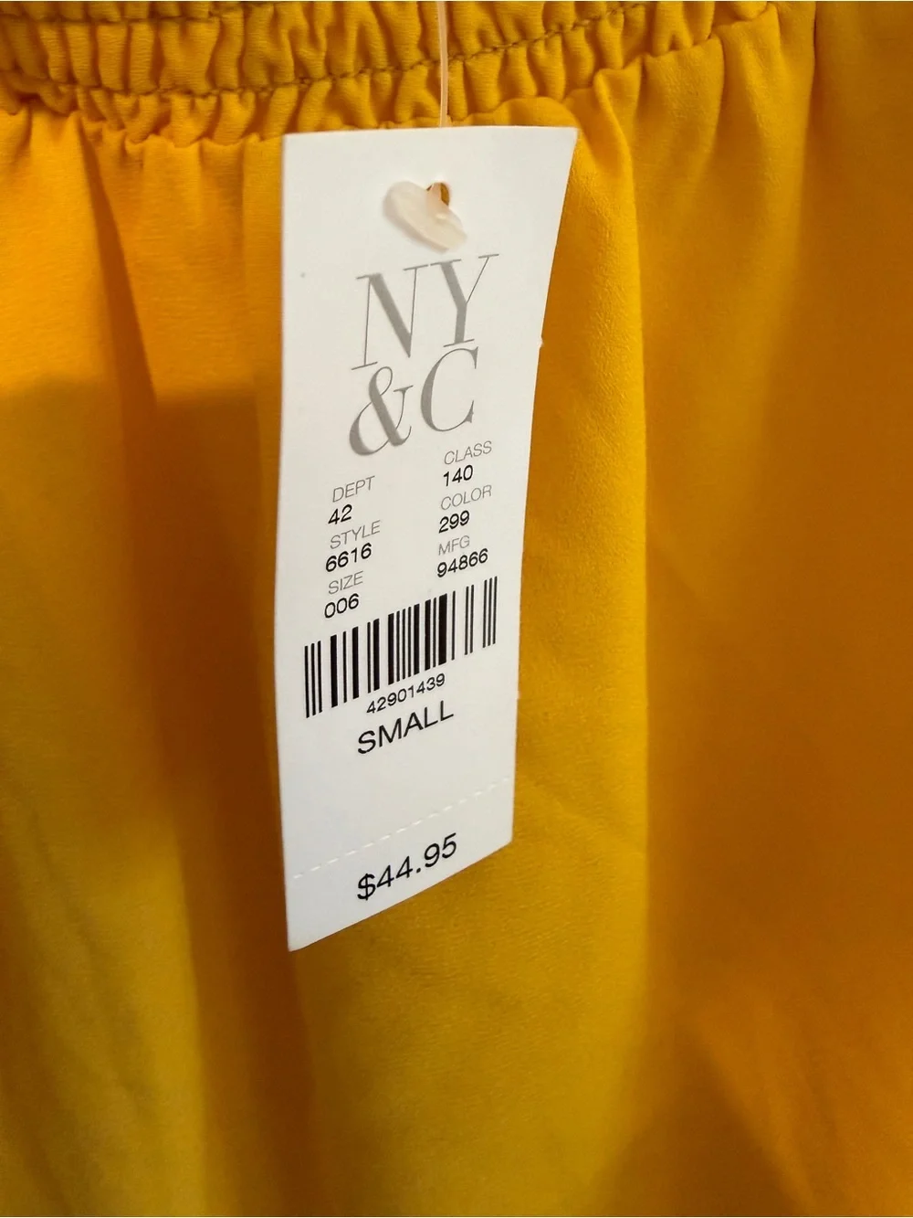 New York & Company Mustard Yellow Smocked Off-Shoulder Blouse